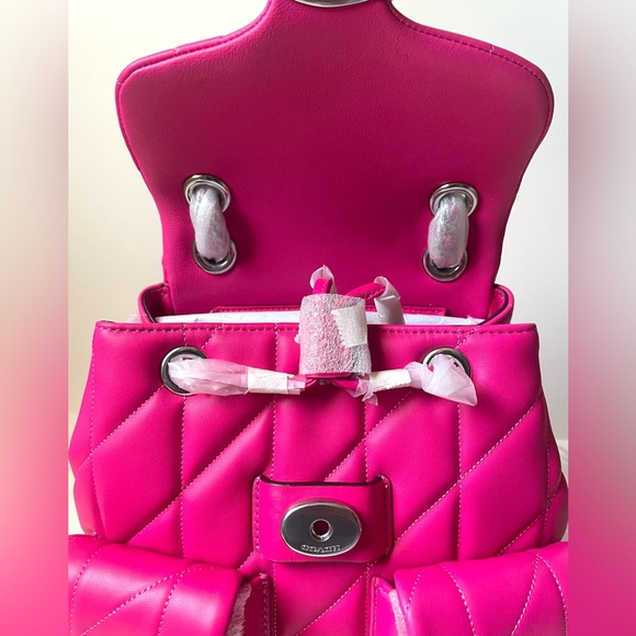 ❌SOLD❌ New Coach Tabby Quilted Backpack Dragonfruit Shoulder Bag - Hot Pink - Picture 9 of 15